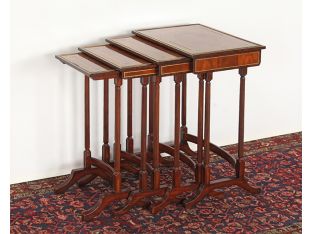 Set Of 4 Mahogany Nesting Tables With Inlay