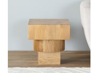 Honey Oak Sculptural End Table