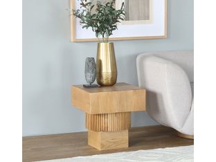 Honey Oak Sculptural End Table