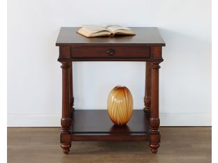Fluted Colum Traditional End Table With Drawer