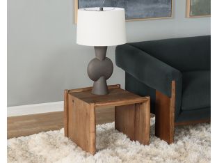 Weathered Oak Modern Waterfall End Table