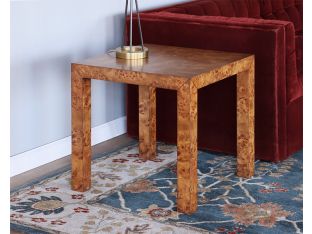 Parsons Style End Table in Burled Veneer 