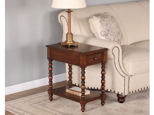 Turned Leg End Table with Undershelf and Drawer