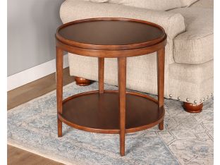 Round End Table with Raised Edge and Undershelf