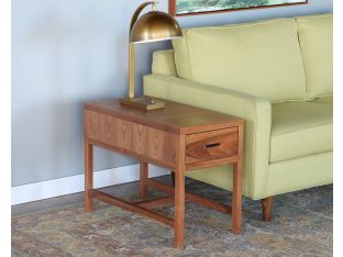 Slim Walnut End Table w/One Drawer