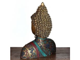 Brass Buddha with Stone Inlay
