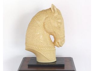 Cream Etched Horse Head Sculpture