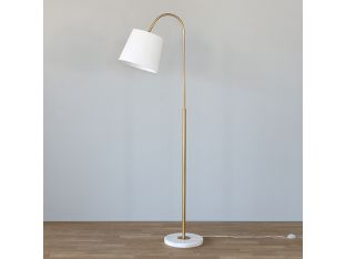 Brass Curved Neck Floor Lamp With Marble Base