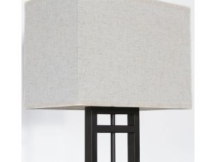 Bronze Banded Floor Lamp With Rectangle Box Shade