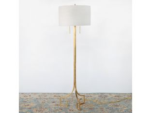 Antique Gold Floor Lamp with Greek Key Base