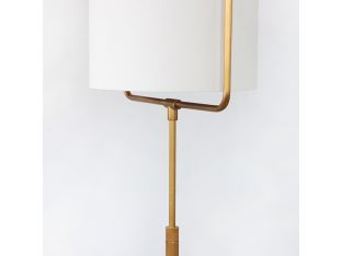 Natural Brass Floor Lamp W/Ensconced White Shade