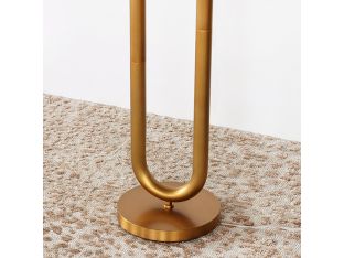 Two Armed Tubular Brass Floor Lamp W/Round Base