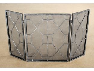 Pewter Mesh Geometric Fireplace Screen