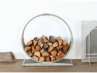 Light Grey Rattan Circle Log Holder