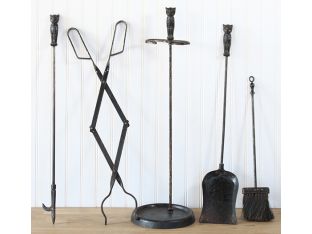 Raw Steel Owl Fireplace Tools