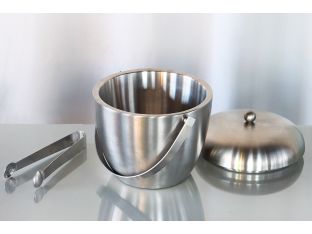 Round Steel Ice Holder w/ Tongs