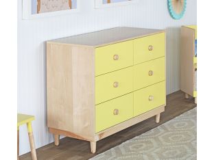 Lukka Modern Maple Yellow Kids 6-Drawer Dresser 