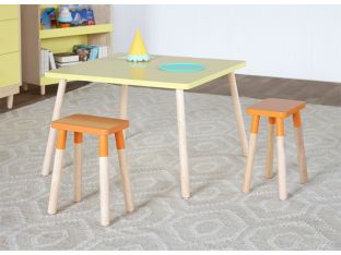 Peewee Maple Orange Square Kids Chair (Set Of 2)