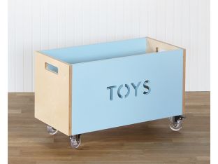 Birch And Sky Blue Toy Box Chest On Casters 