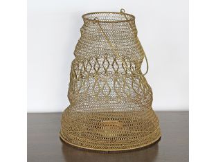 Large Antique Brass And Iron Wire Lantern