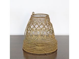 Small Antique Brass And Iron Wire Lantern