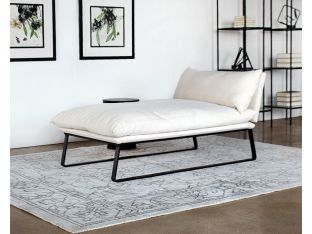 Armless Chaise Lounge Chair in Wheat Linen