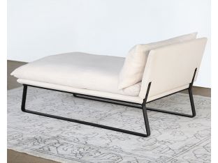Armless Chaise Lounge Chair in Wheat Linen