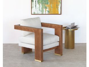 Open Arm Lounge Chair With Natural Upholstery