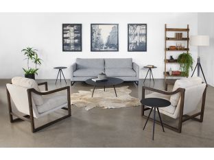 Slim Square Arm Sofa In Textured Light Gray