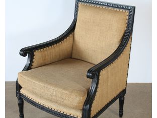 Black French Style Burlap Lounge Chair 
