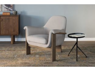 Curved Lounge Chair in Flax with Danish Wood Frame