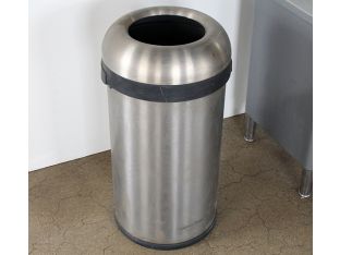 Round Metal Trash Receptacle