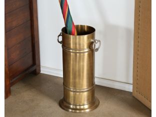 Antique Brass Umbrella Stand with Silver Ring Handles