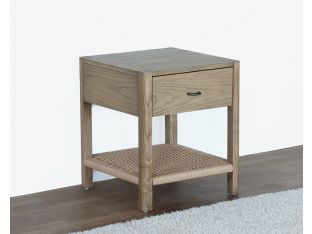 Danish Style Ash End Table w/ Woven Shelf