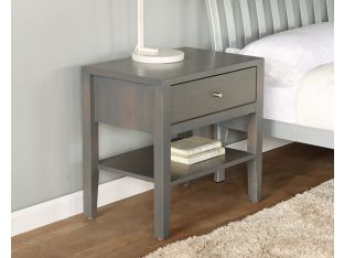 Greywash Nightstand w/ Drawer & Undershelf