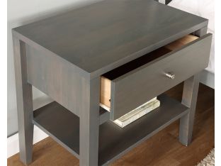 Greywash Nightstand w/ Drawer & Undershelf
