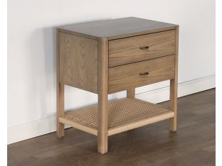 Danish Style Ash Nightstand with Woven Shelf