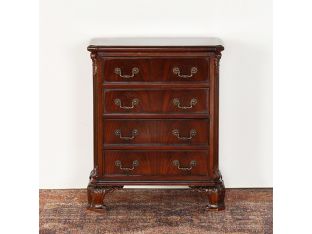 Mahogany Chippendale Four Drawer Nightstand 