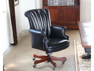 Black Leather Channel Back Executive Chair