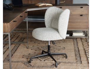 Beige Boucle Office Chair on Black Swivel Base