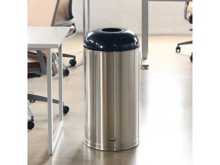 Black Top Round Trash Receptacle