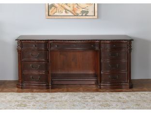 Burled Walnut Executive Credenza With Walnut Inlay
