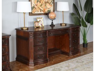 Burled Walnut Executive Credenza With Walnut Inlay
