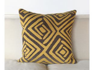 Geometric Pillow In Saffron And Grey