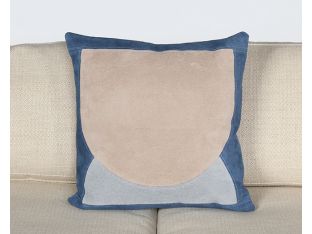 Beige And Blue Suede Arch Pillow