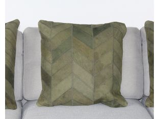Fern Green Suede Chevron Pillow