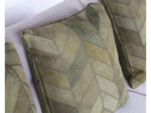 Fern Green Suede Chevron Pillow