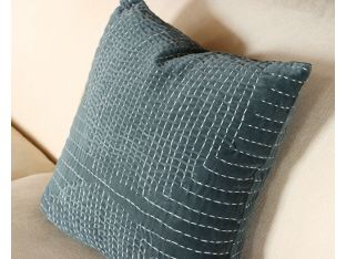 Slate & Cream Stitch Pillow With Abstract Pattern