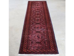 2'9" x 10'4" Brick Red Turkmen Persian Runner Circa 1965