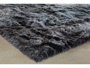 7' 10" X 10' Black And Charcoal Shag Rug